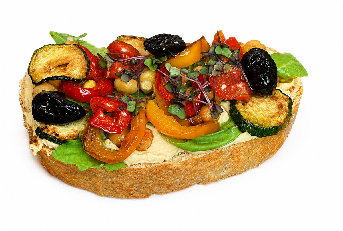 Mediterranes Hummus Brötchen